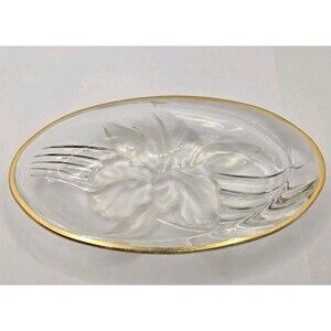 Home Beautiful Orchid Splendor Oval Candy Dish w Gold Trim Japan - Heavy